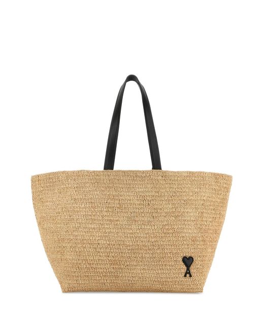 AMI Natural Ami Raffia Shopping Bag for men
