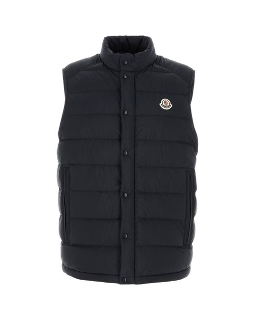 Moncler Black Midnight Blue Nylon Barthe Sleeveless Down Jacket for men