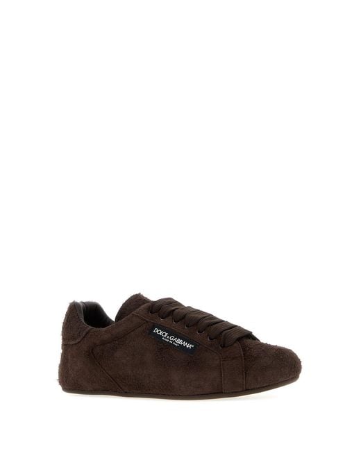 Dolce & Gabbana Dark Brown Suede Portofino Sneakers for men
