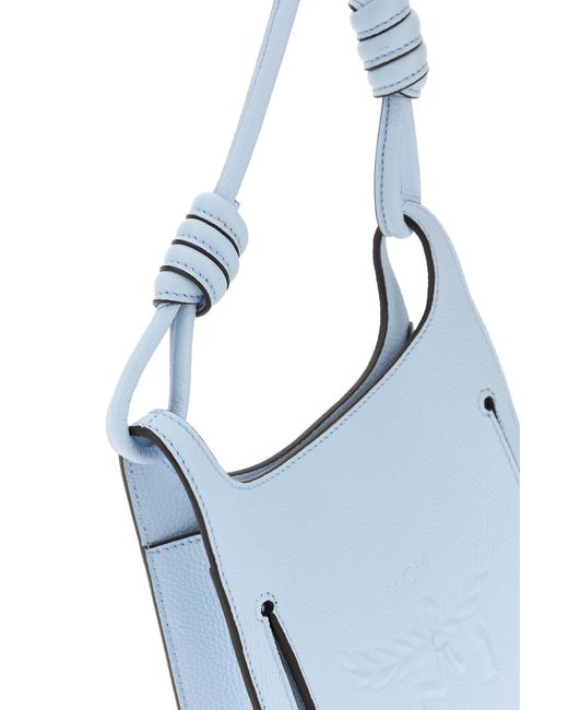 MCM Pastel Light Blue Leather Mini Himmel Hobo Crossbody Bag
