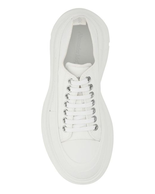 McQueen White Canvas Tread Slick Sneakers