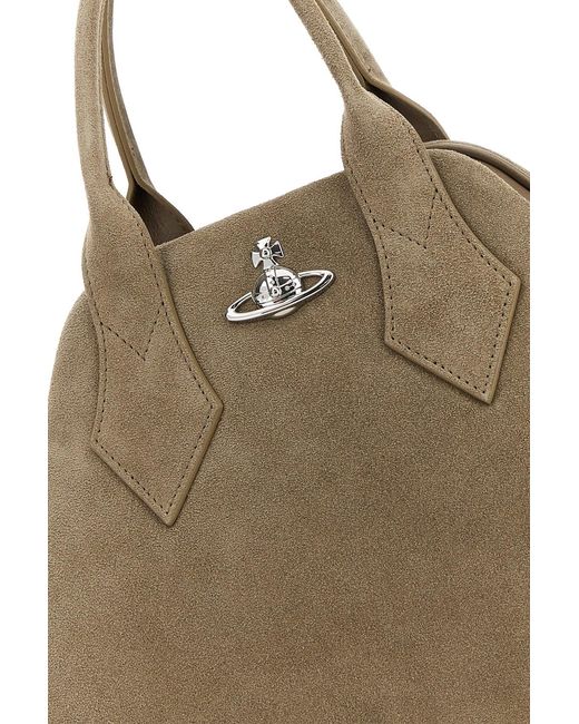 Vivienne Westwood Natural Dove Grey Suede Medium Yasmine Handbag