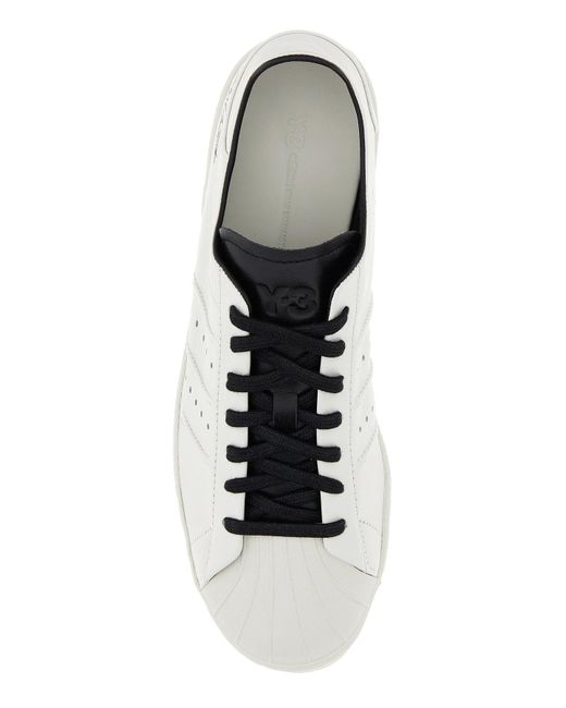 Y-3 Gray Chalk Leather Y-3 Superstar Sneakers for men