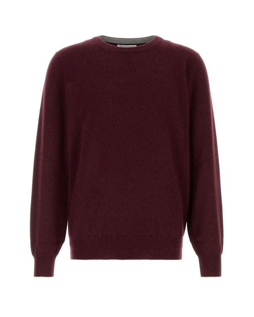 Brunello Cucinelli Purple Melange Burgundy Cashmere Sweater for men