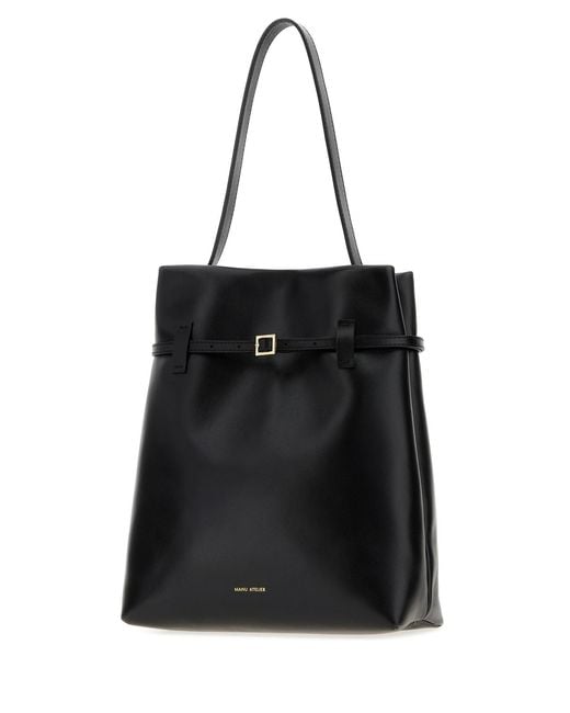 MANU Atelier Black Leather Shopping Bag