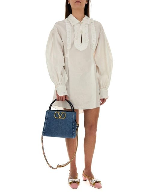 Valentino Garavani White Cotto Blend Shirt Dress