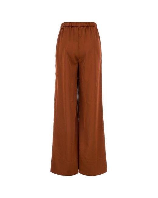 THE NINA STUDIO Brown Chocolate Stretch Satin Wide-leg Pant