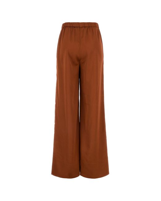 THE NINA STUDIO Brown Chocolate Stretch Satin Wide-leg Pant