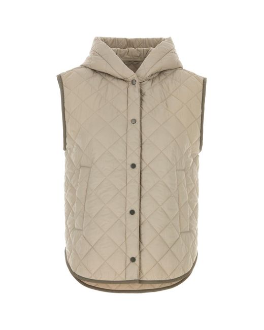 Brunello Cucinelli Natural Sand Nylon Sleeveless Jacket