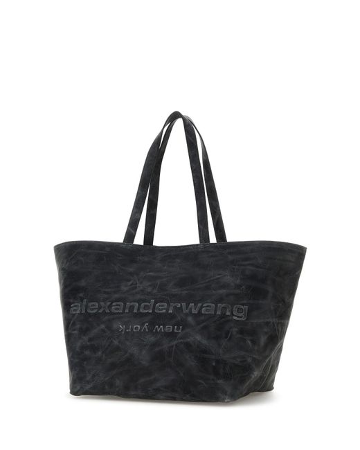 Borsa shopping Punch piccola in pelle grigio scuro di Alexander Wang in Black