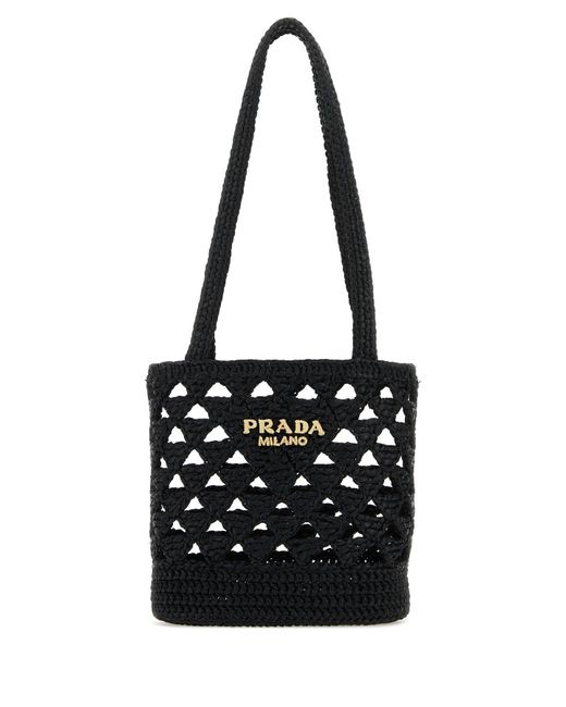 Borsa a mano in paglia nera di Prada in Black