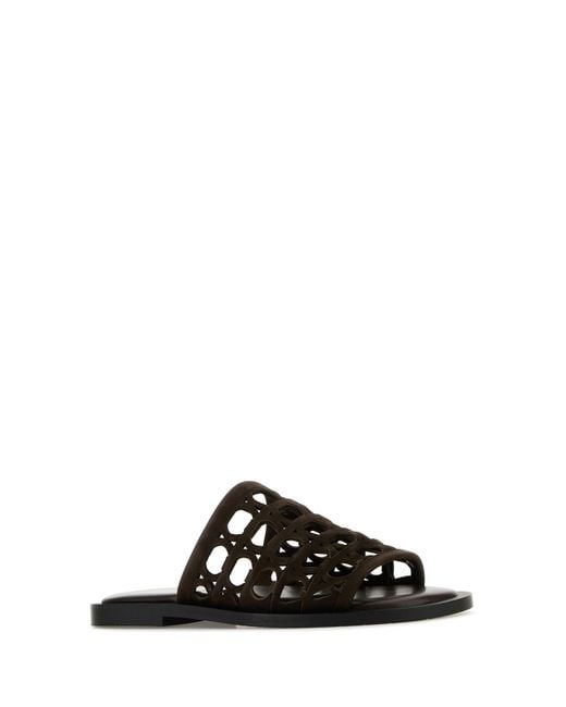 Ferragamo Black Salvatore Dark Suede Barbados Slippers for men