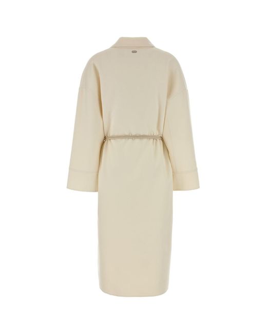 Agnona White Ivory Wool Blend Coat