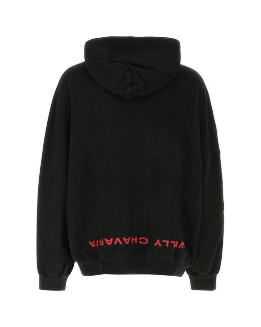 Willy Chavarria Black Cotton Oversize Welcome To America Sweatshirt for men
