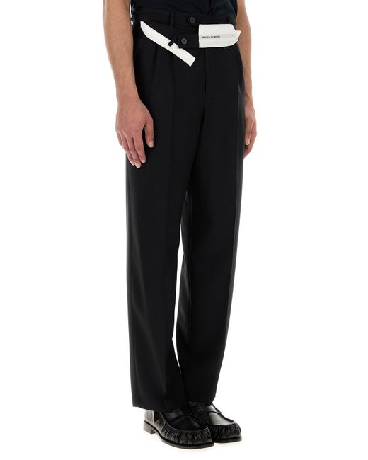 Pantalone Link dalla gamba ampia in lana nera di Magliano in Black da Uomo