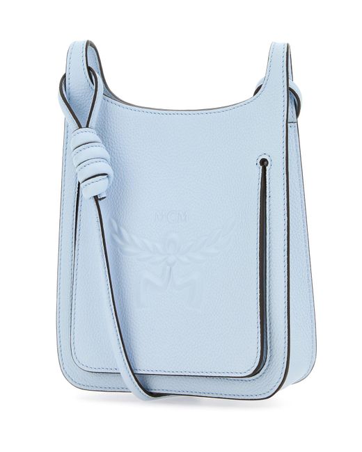 MCM Pastel Light Blue Leather Mini Himmel Hobo Crossbody Bag