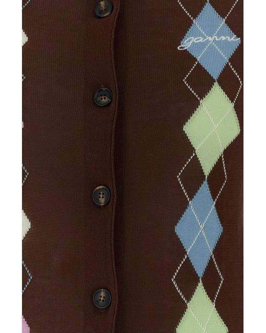 Ganni Brown Cotton Cardigan