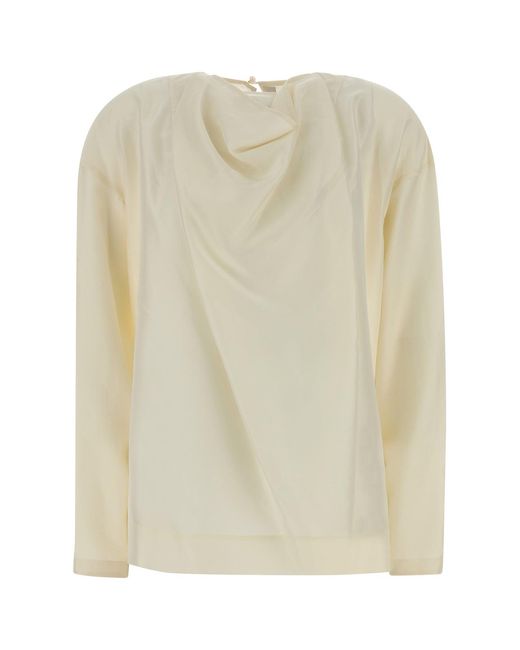 Carven Natural Ivory Silk Blouse