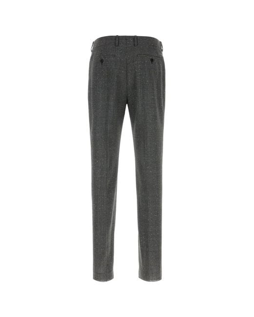McQueen Gray Embroidered Wool Cigarette Pant for men