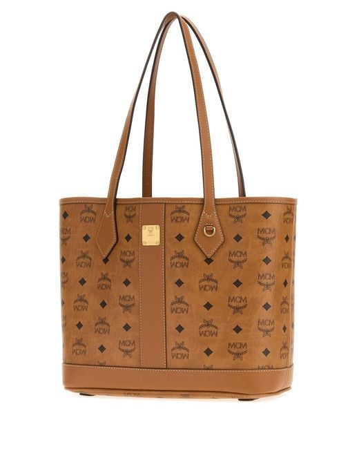 MCM Brown Printed Canvas Liz Vi Shopping Bag