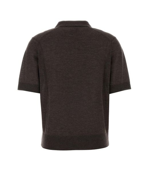 Loulou de Saison Black Dark Brown Cashmere Migo Polo Shirt