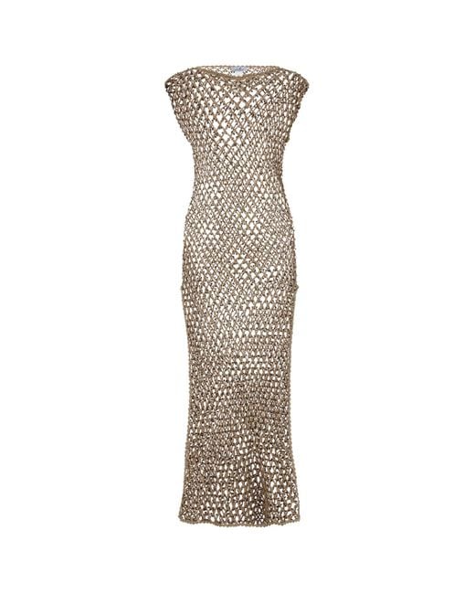 MY BEACHY SIDE Natural Dove Grey Crochet Dress