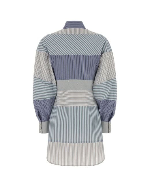 Moschino Blue Embroidered Poplin Shirt Dress
