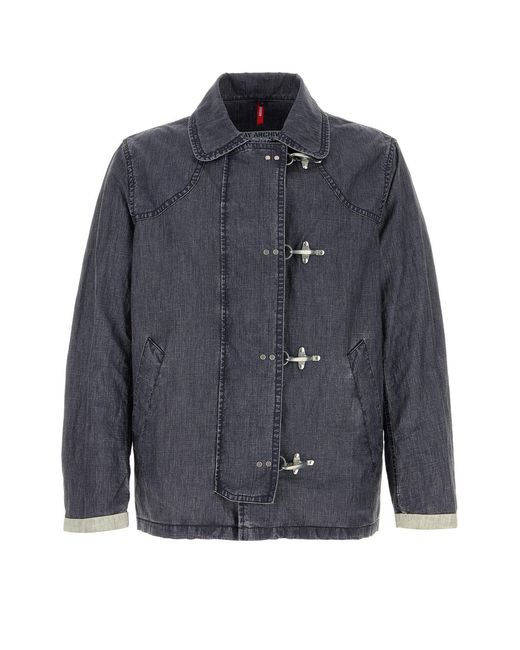 Fay Denim Blue Linen Jacket for men