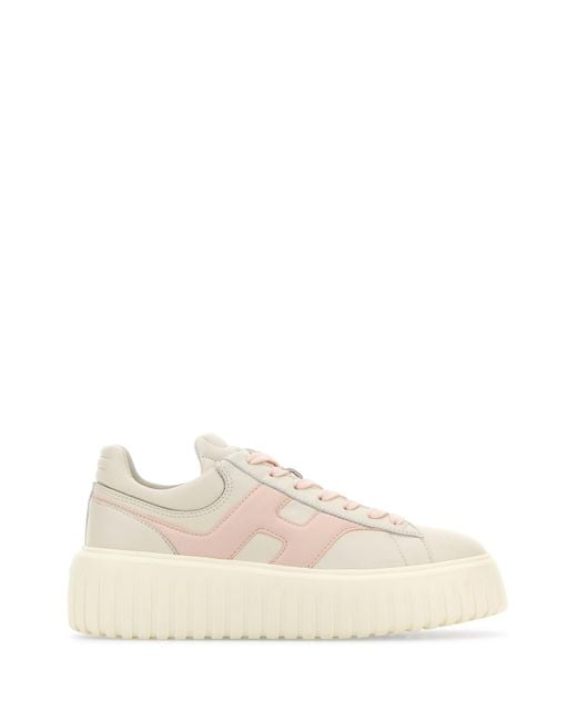 Sneakers H-Stripes in nappa bicolor di Hogan in Natural