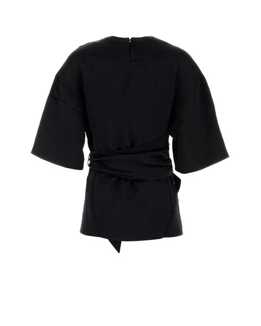 Nanushka Black Satin Besia T-Shirt