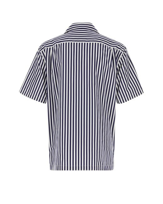 Dolce & Gabbana Blue Embroidered Poplin Shirt for men