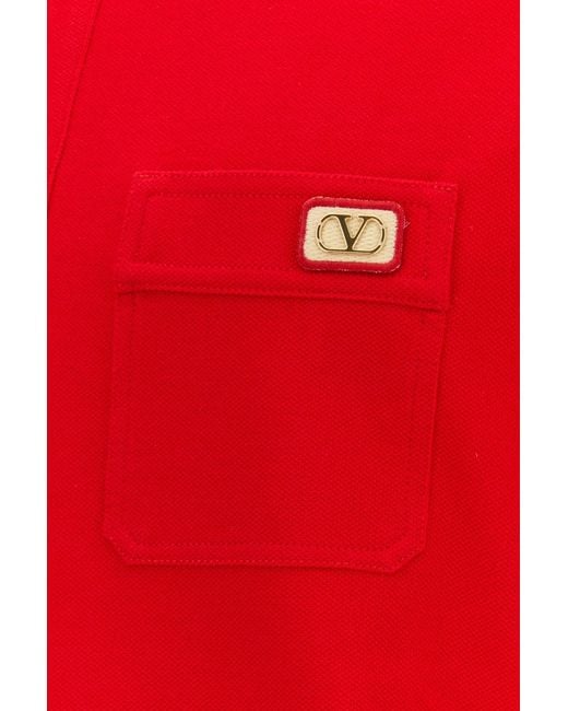 Valentino Garavani Red Cotton Polo Shirt for men