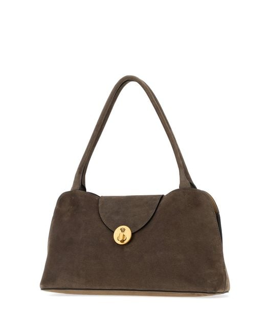 Versace Brown Mud Suede Shoulder Bag