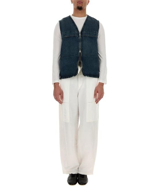 Jil Sander White Linen Cargo Pant for men