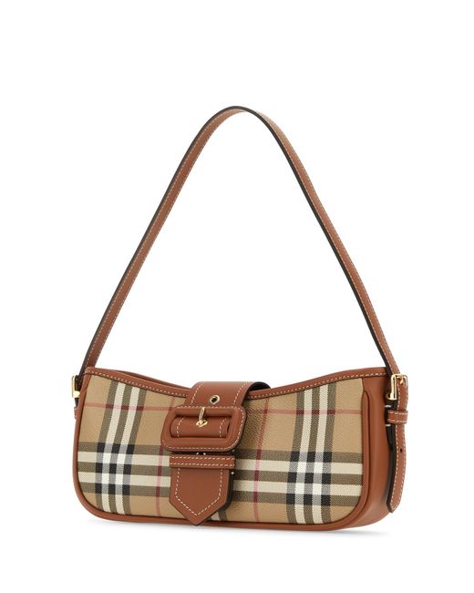トートバッグ BURBERRY Printed Canvas Sling Shoulder Bag Burberry Printed Canvas Sling Shoulder Bag in Metallic | Lyst
