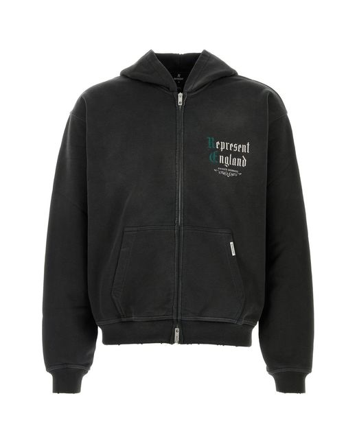 Represent Black Slate Cottons Sweatshirt for men