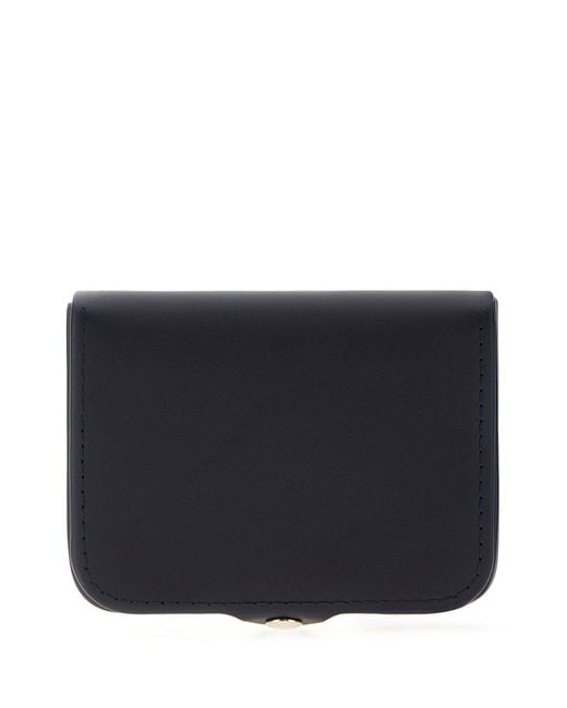 A.P.C. Black Navy Blue Leather Card Holder for men