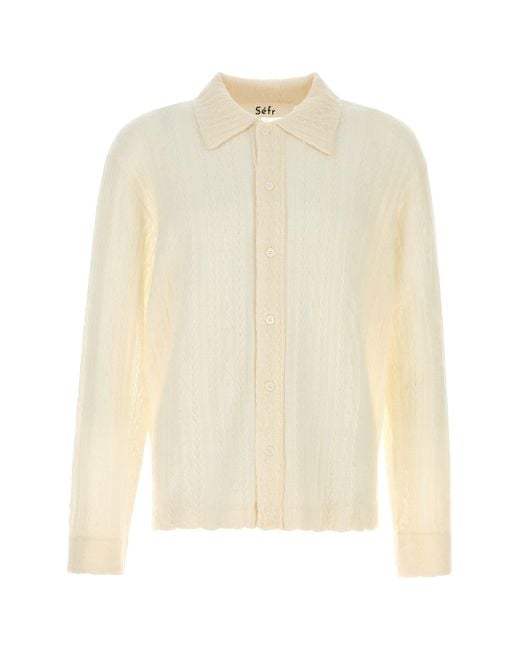 Séfr White Ivory Wool Riku Shirt for men