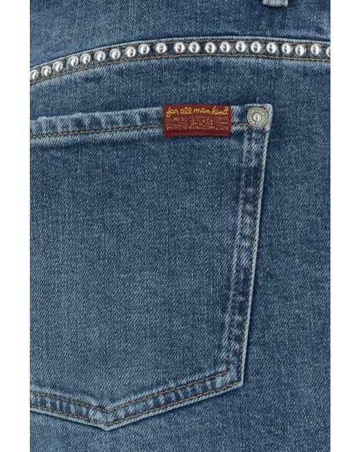7 For All Mankind Blue Stretch Denim Stovepipe Jeans