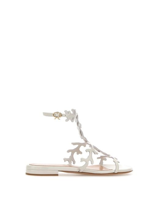 Gianvito Rossi White Chalk Leather Ocean Sandals