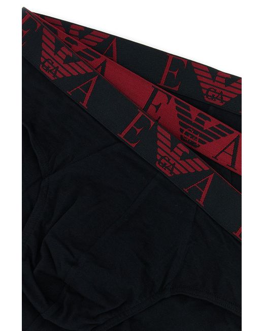 Set di slip in cotone stretch nero di Emporio Armani in Black da Uomo