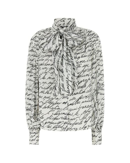 Camicia in raso stampato di Balmain in Gray