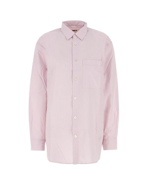 Tekla Pink Embroidered Poplin Oversize Pyjama Shirt