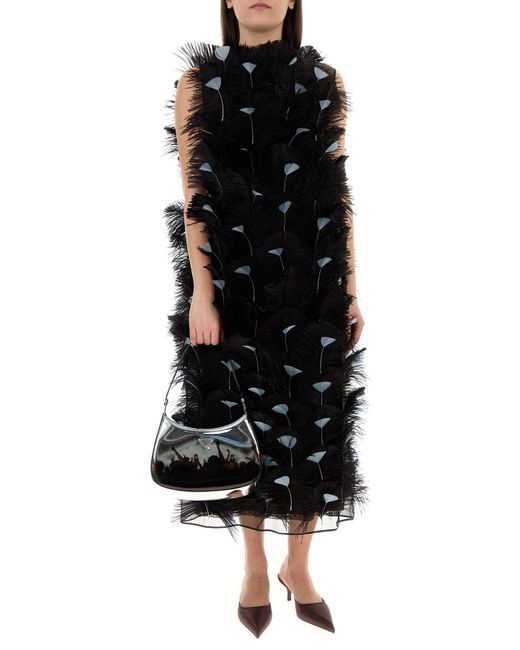 Borsa a spalla Cleo in pelle argento di Prada in Black