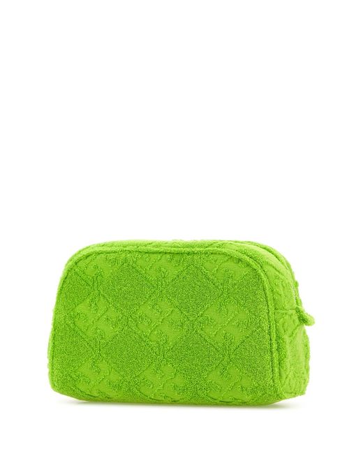 Tory Burch Green Terry Fabric Ella Beauty Case