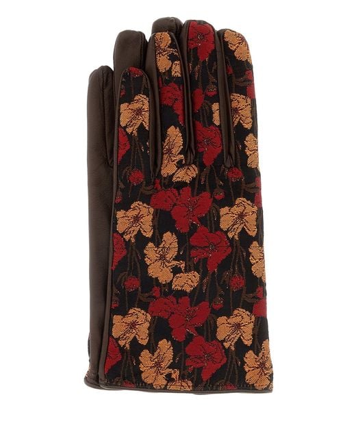 Dries Van Noten Red Cotton And Leather Gloves for men