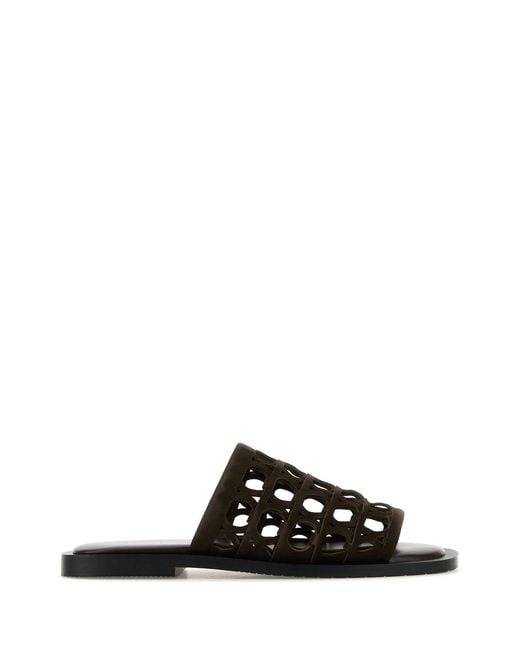 Ferragamo Black Salvatore Dark Suede Barbados Slippers for men
