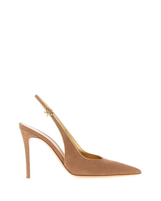 Gianvito Rossi Brown Camel Suede Yves Pumps