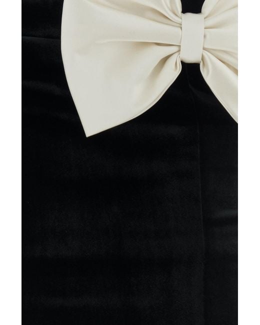 Alessandra Rich Black Velvet Evening Dress With Bows
