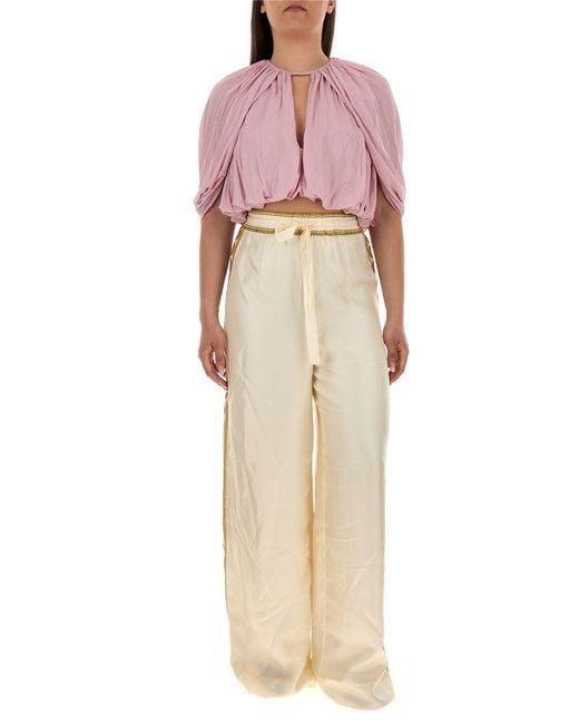Zimmermann Natural Cream Twill Luna Wide-leg Pant
